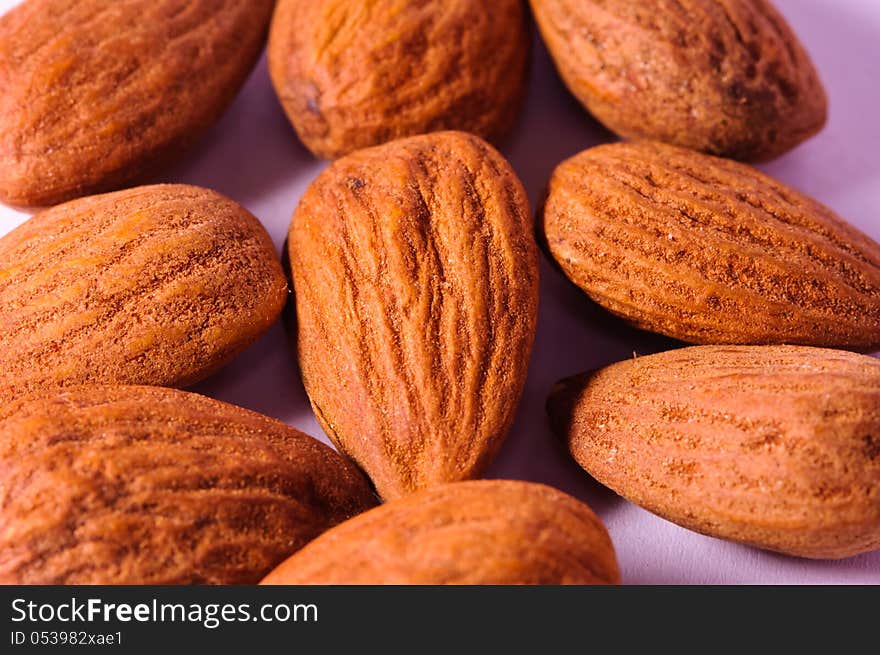 Almonds  on a white background