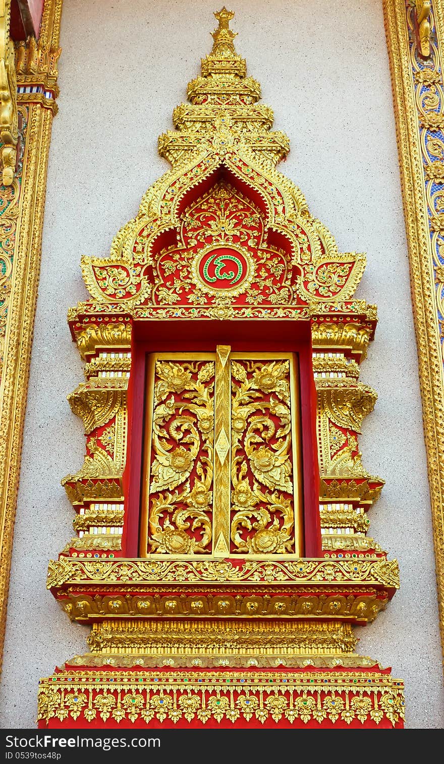 Window patterns carved into the temple Thailand. Window patterns carved into the temple Thailand.