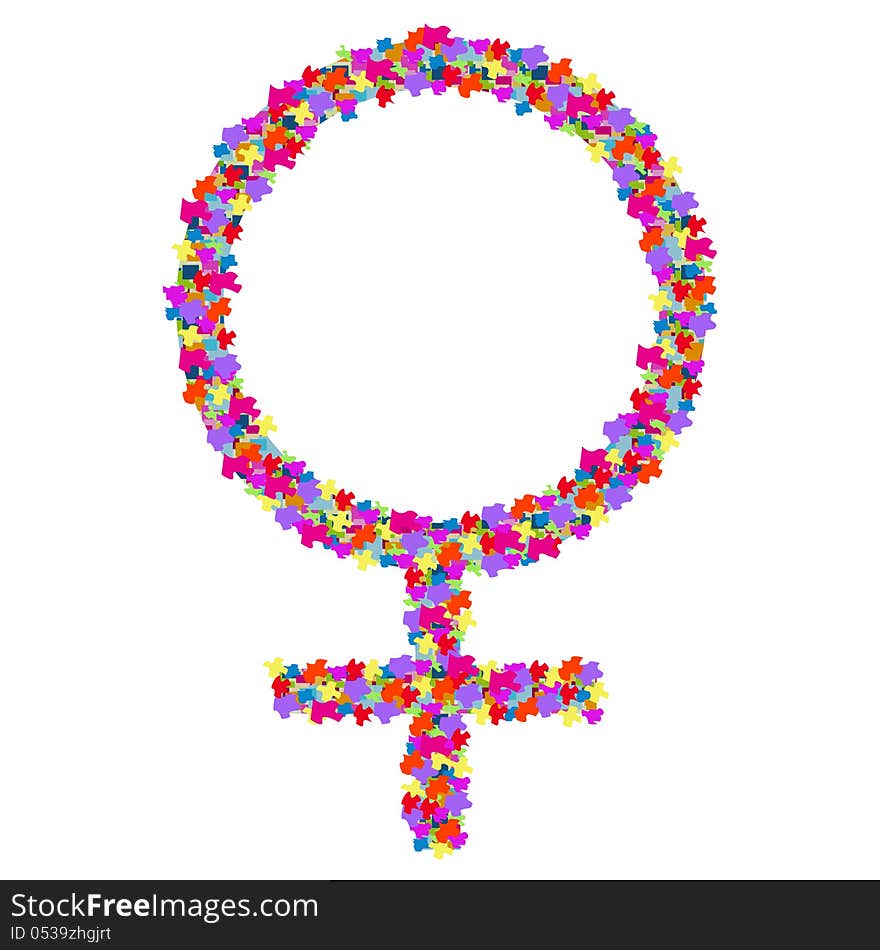 Colourful female symbol on white background