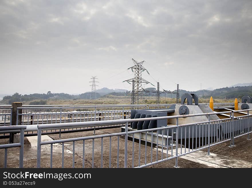 Power station in cloudy day