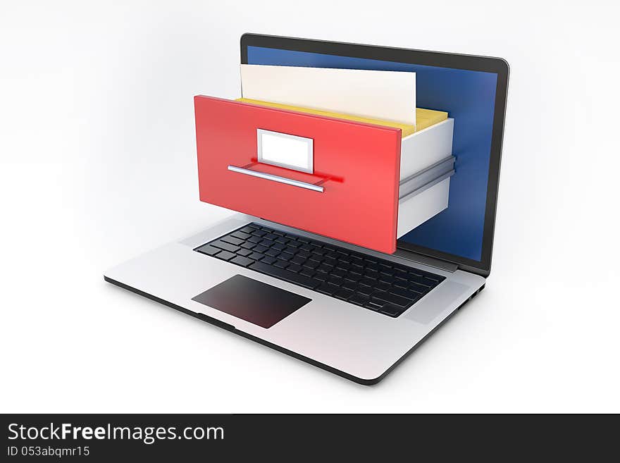 Laptop And Archive Box