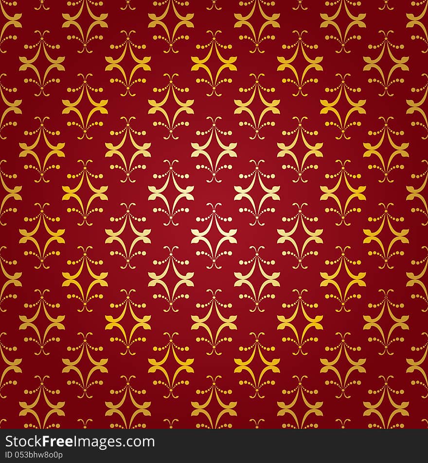 Bright red and gold pattern background. Bright red and gold pattern background