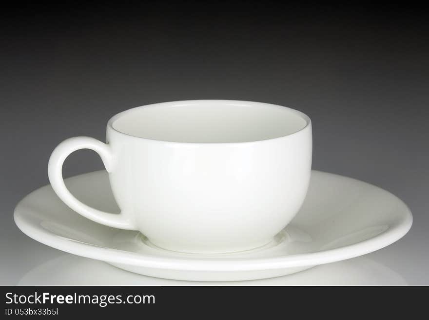 White ceramic cup and saucer  for everyday life