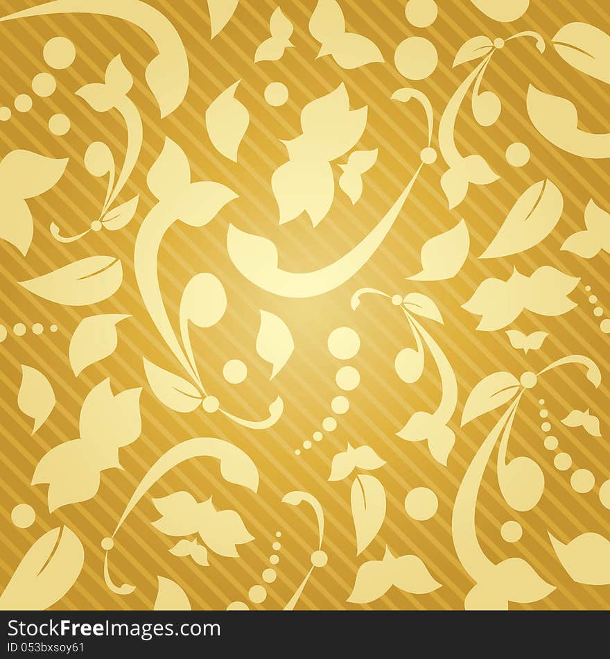 Golden floral background illustration pattern. Golden floral background illustration pattern