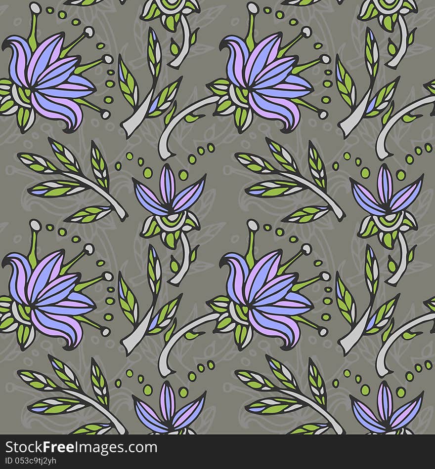 Seamless texture with blue flowers