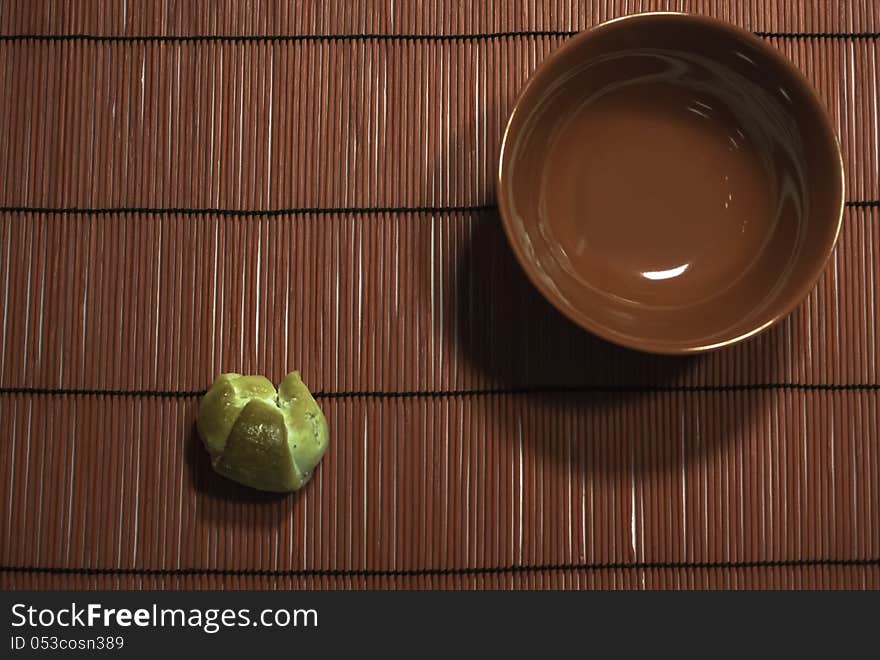 Bowl of sushi and cake