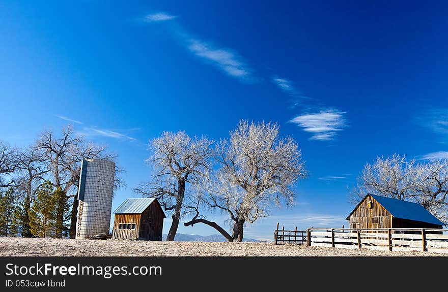 Old farm and Silo in Colorado s prairie