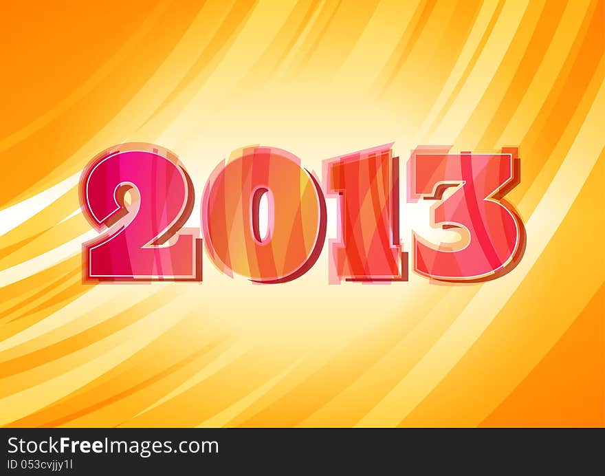 Bright 2013 year sign with pink and yellow layers. Bright 2013 year sign with pink and yellow layers