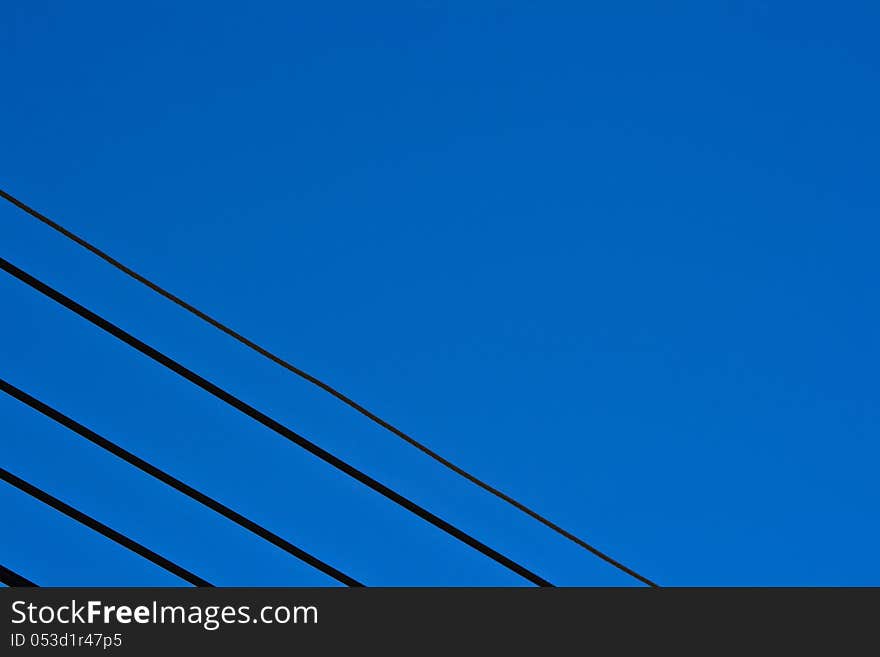 Cable line in blue sky. Cable line in blue sky