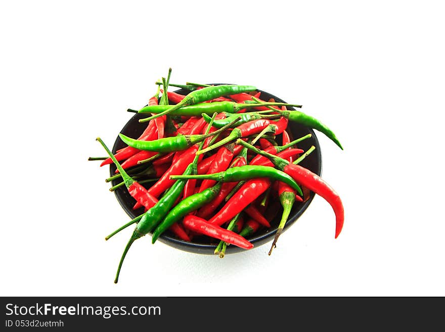 Red and Green chili from thailand in cup