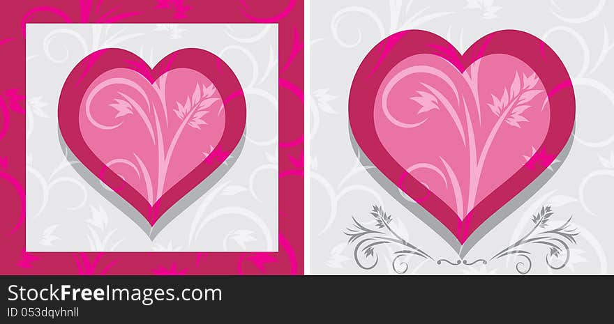 Ornamental hearts. Two icons. Illustration