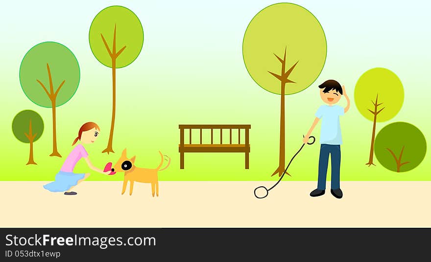 Beautiful Spring Garden. Vector Illustration