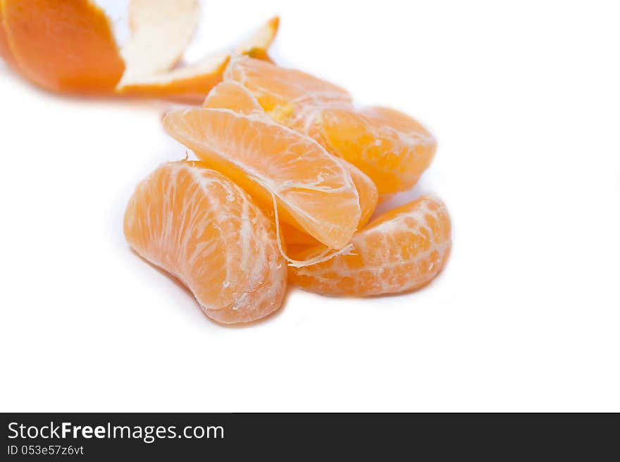 Tangerine on white background