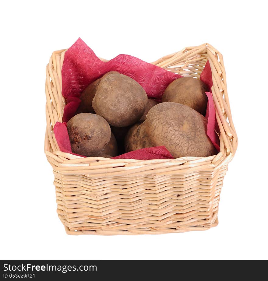 Potatoes tubers in a basket