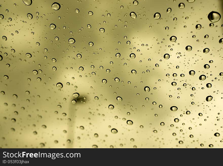 Water Drops On Galss Surface