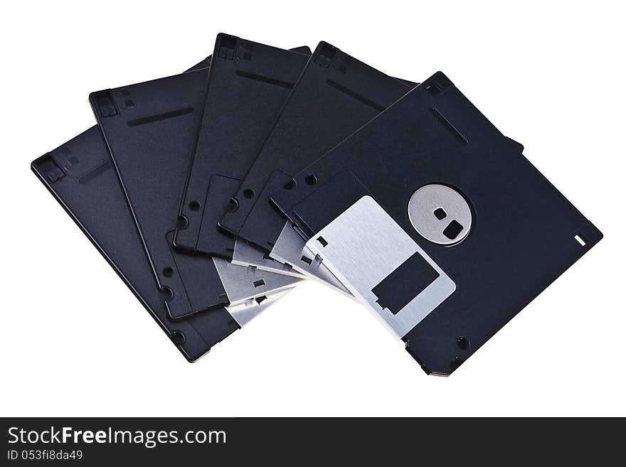 Old type magnetic floppy discs.