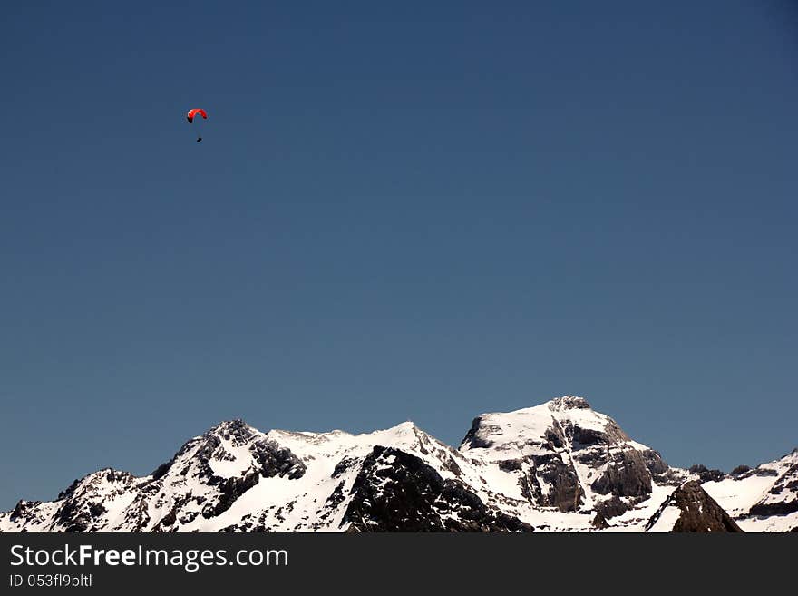 Hang-Glider and Mountains