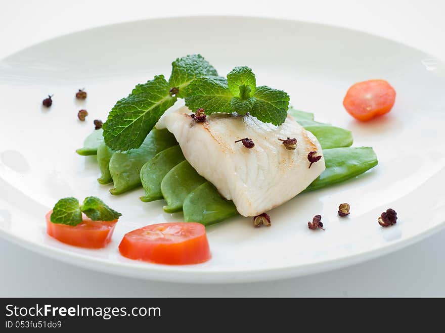 Fillet of white fish with vegetables. Fillet of white fish with vegetables