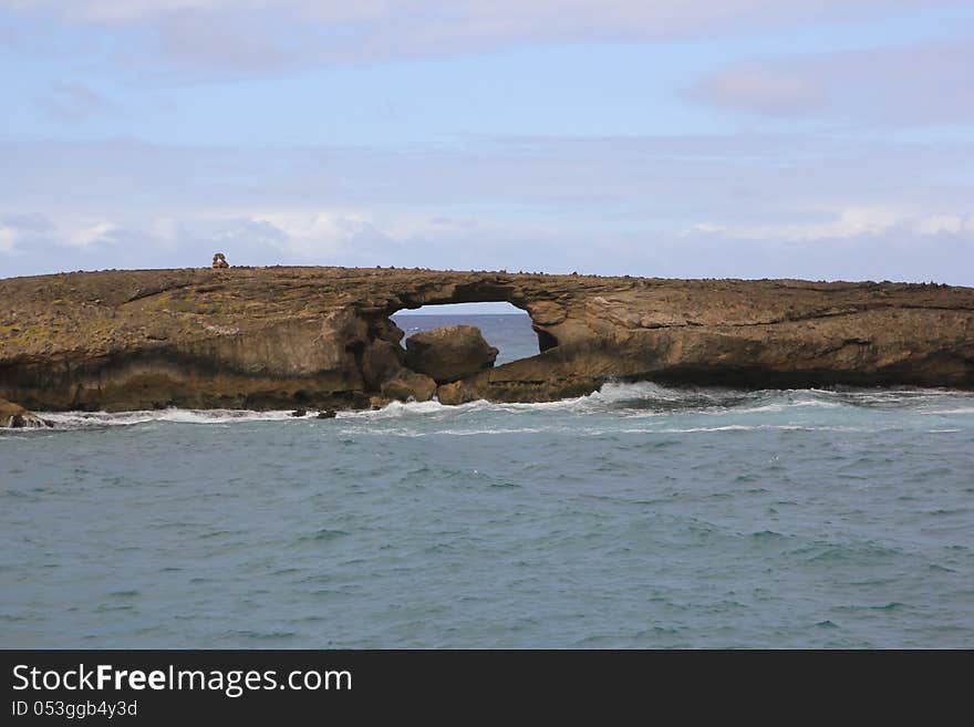 Natural rock bridge Hawaii