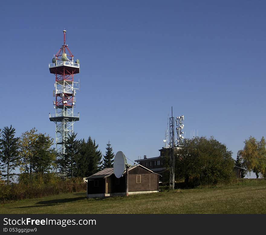 Lookout tower and transmitter on Mount Kozákov in the Czech Paradise.