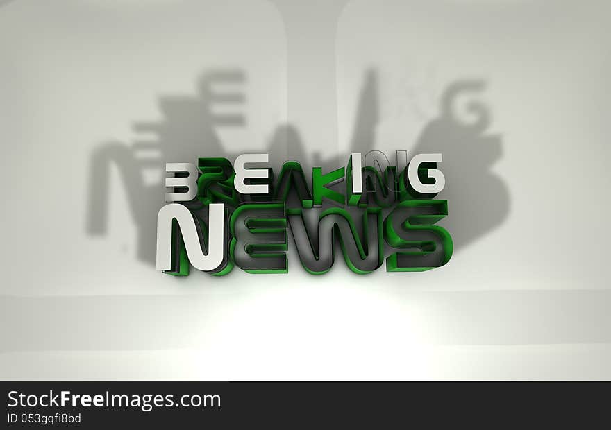 3d white and greenbreaking news logowith breaking effect tv