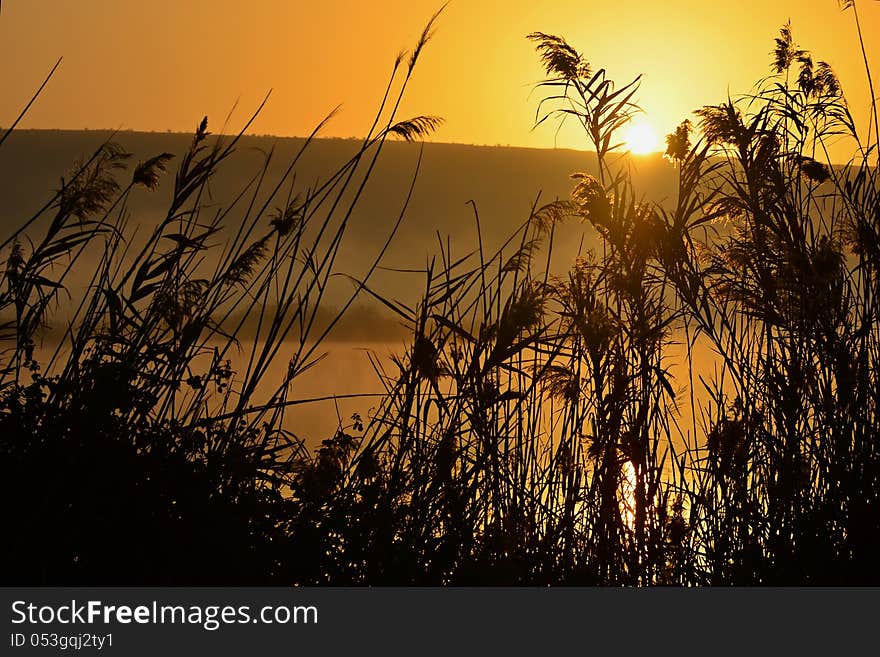 Beautiful sunrise in hagamon lake park