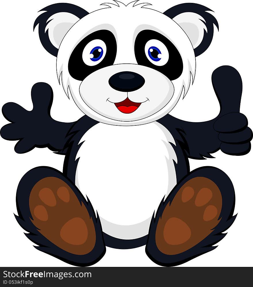 Illustration of baby panda with thumb up