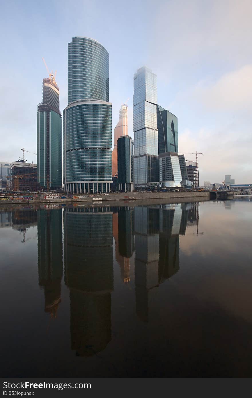 Business center on the bank of the river