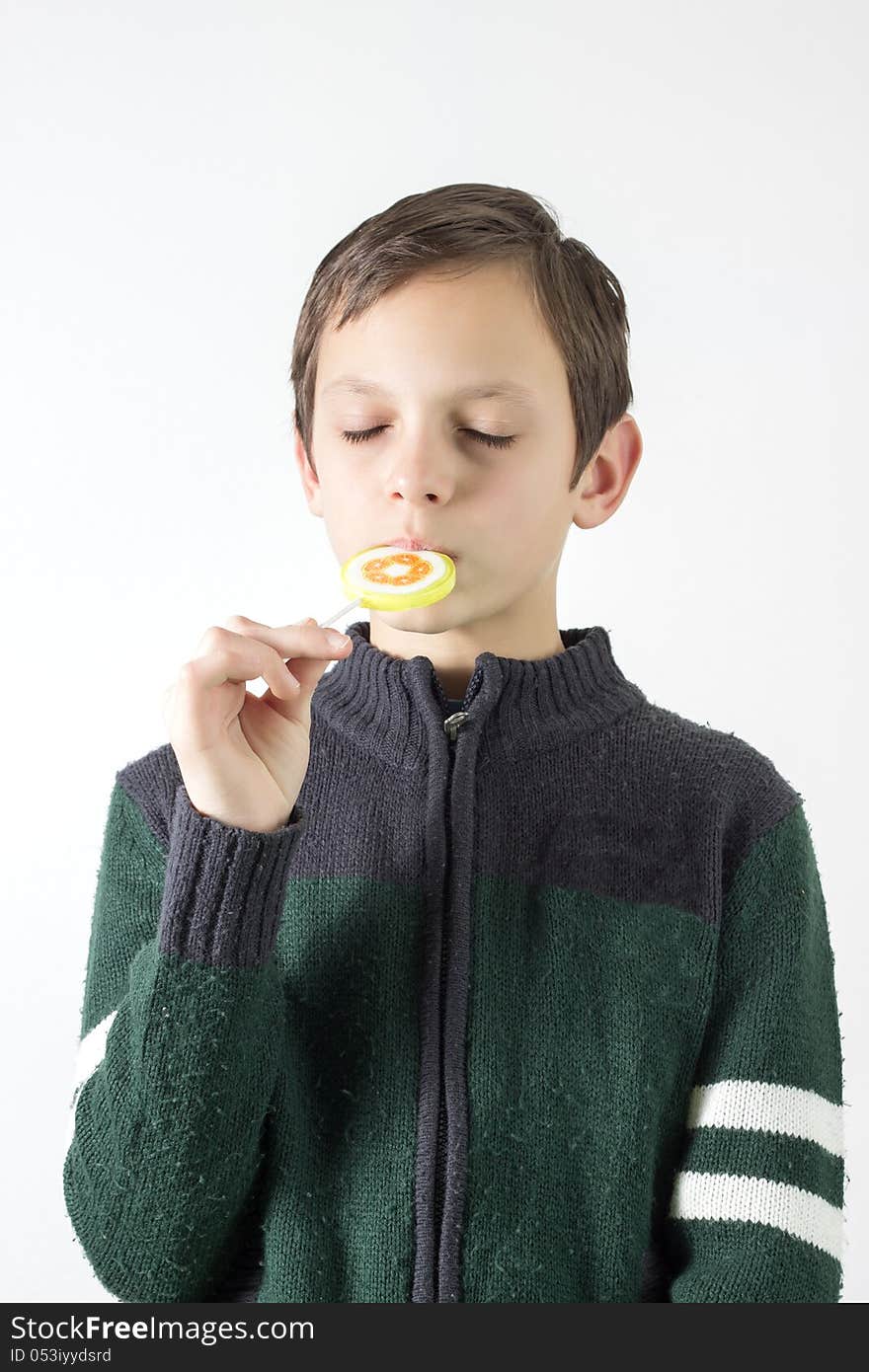 Boy with lollipop