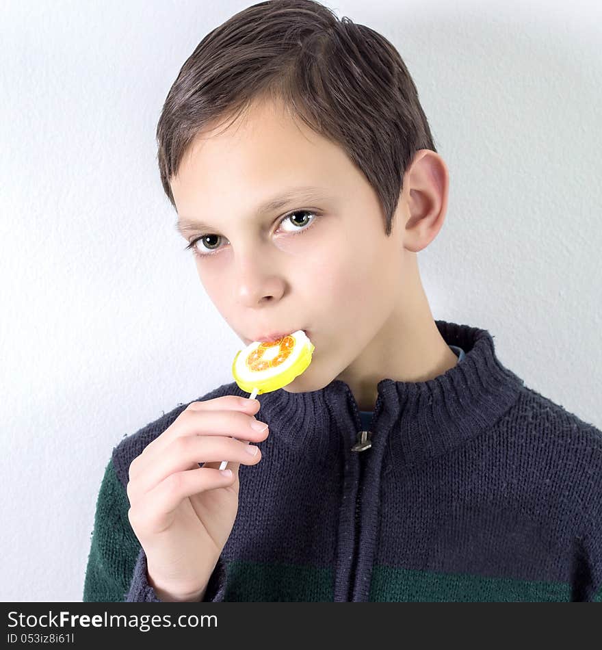 Boy with lollipop