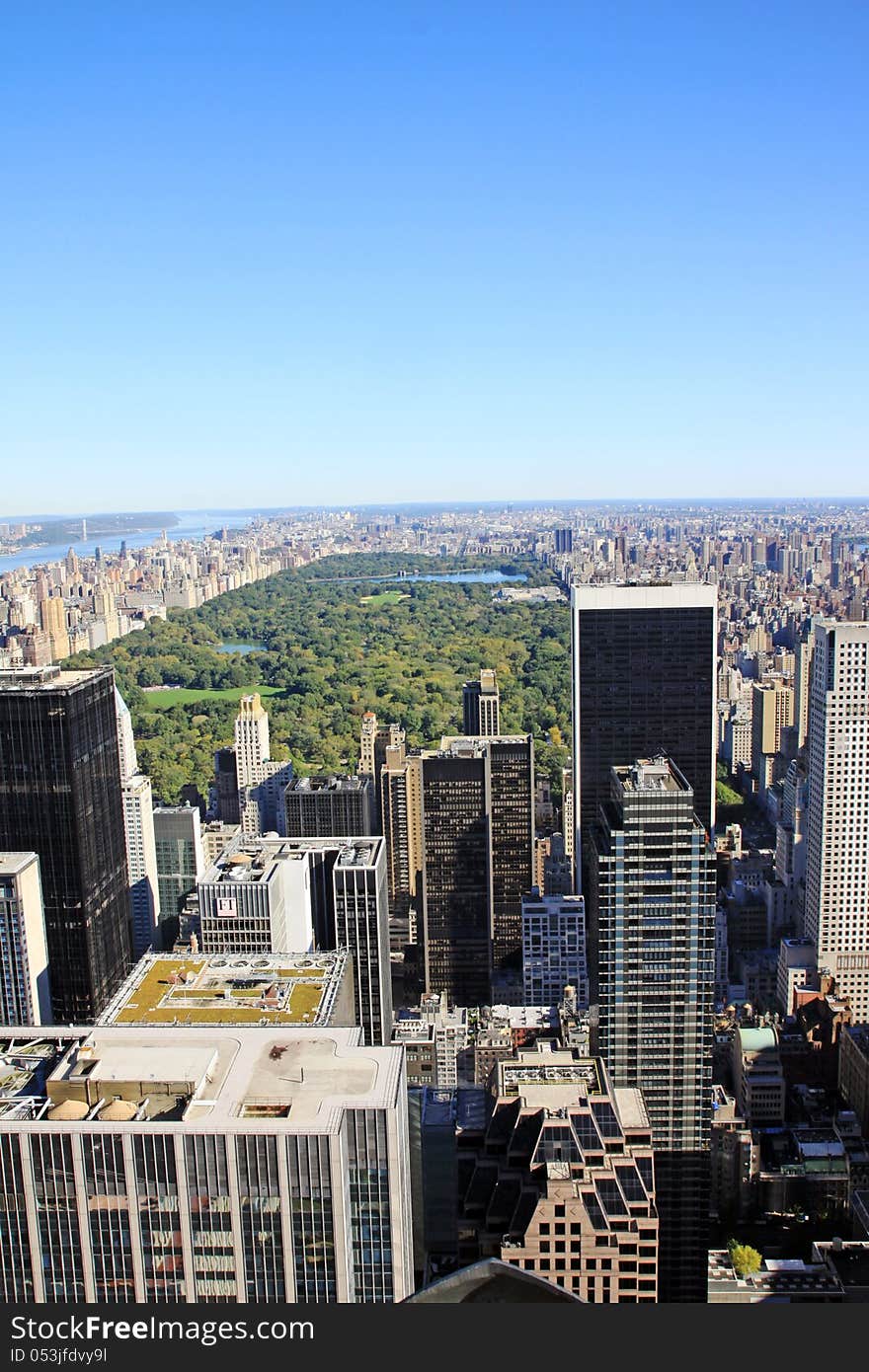 A view of Manhattan and the central park in New York. A view of Manhattan and the central park in New York