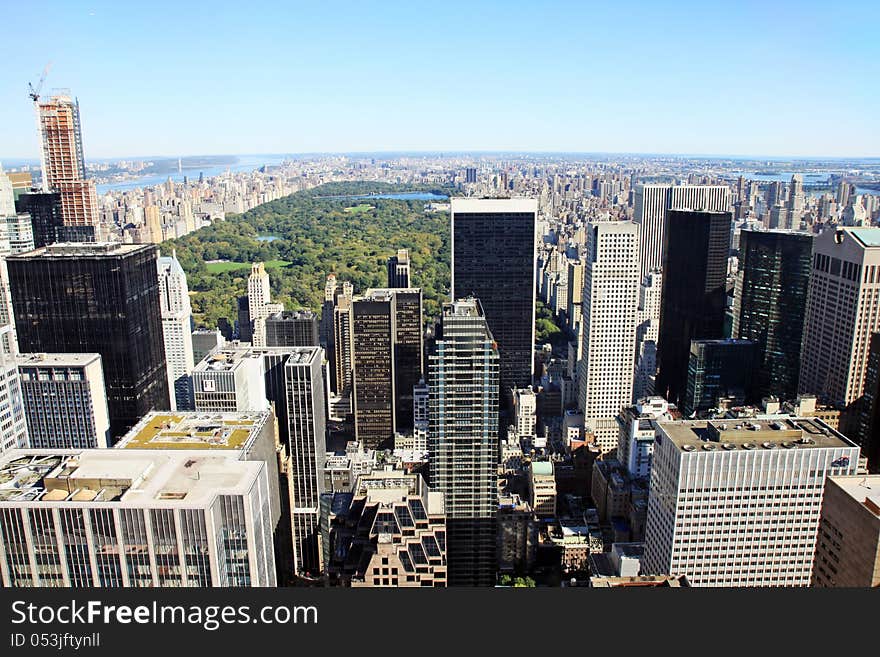 A view of Manhattan and the central park in New york. A view of Manhattan and the central park in New york