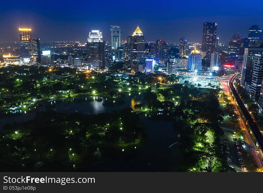 Bangkok city night view, Thailand