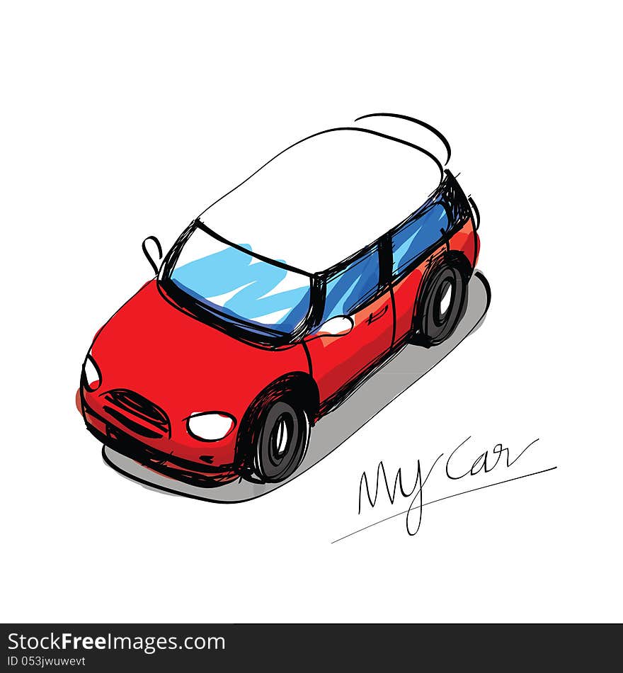 Sketch car hand drawn