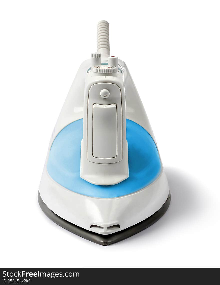 Modern steam flat-iron front on white background