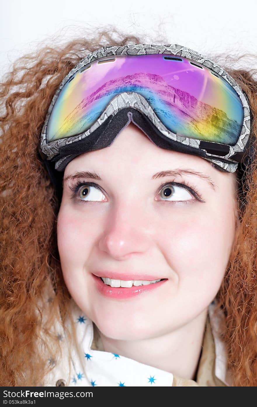 Portrait of pretty snowboarders wearing glasses winter athletes