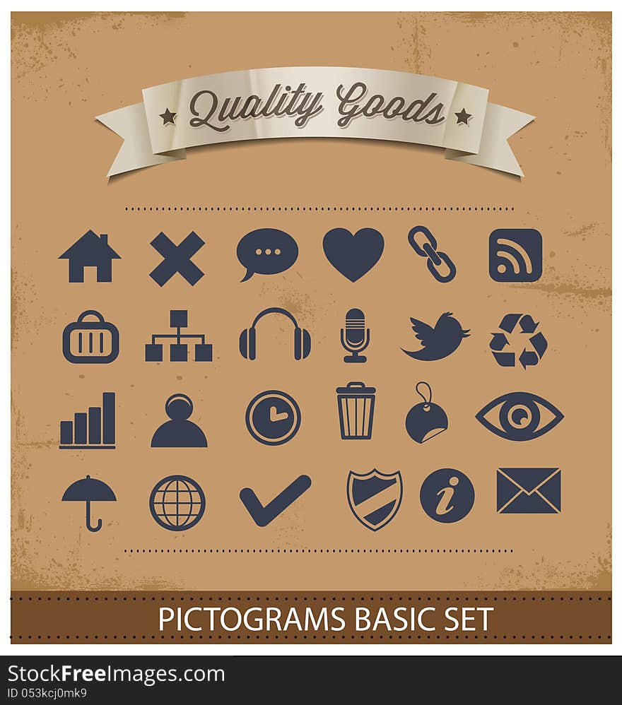 Premium and simple pictograms set isolated