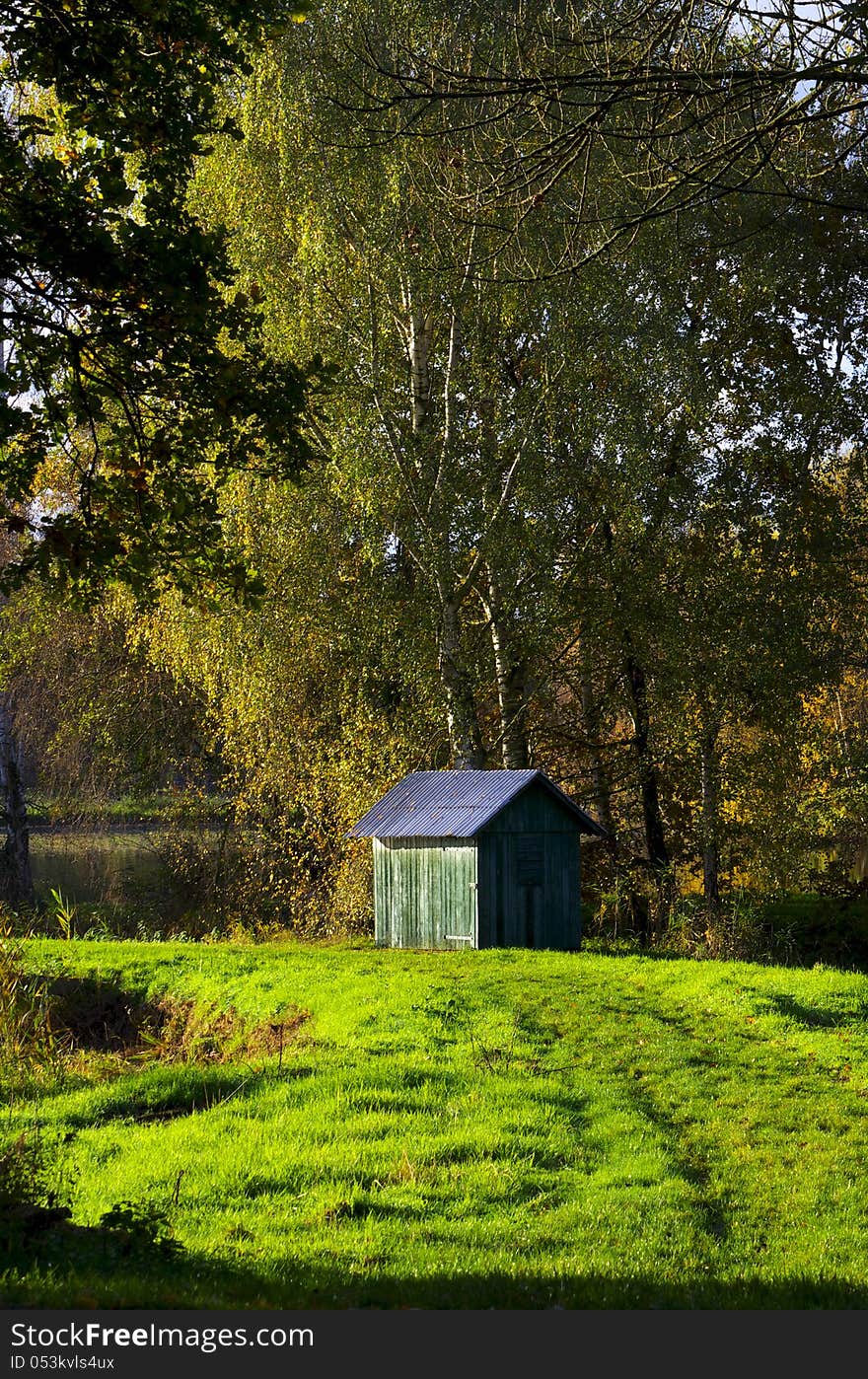 Autumn colors between ponds Lazne Bohdanec illuminated sun Czech republic. Autumn colors between ponds Lazne Bohdanec illuminated sun Czech republic