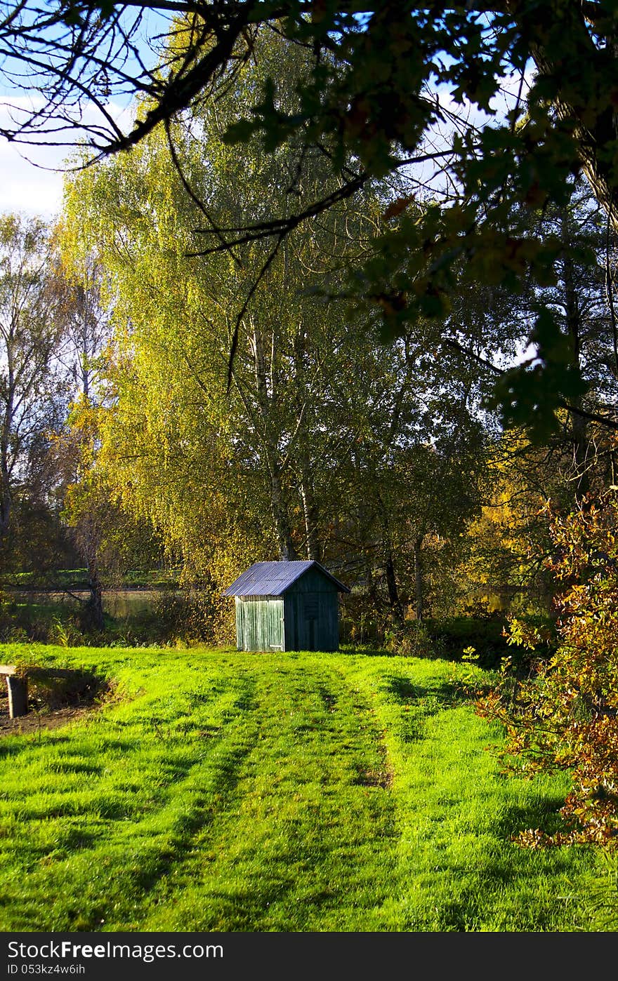 Autumn colors between ponds Lazne Bohdanec illuminated sun Czech republic. Autumn colors between ponds Lazne Bohdanec illuminated sun Czech republic