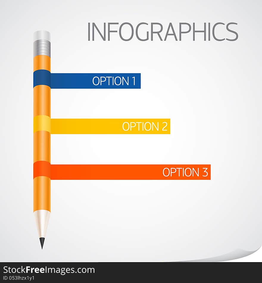 Infographics Template With Pencil Ribbon Banner