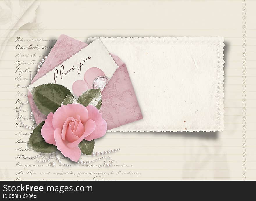 Vintage valentine background  with gorgeous card. Vintage valentine background  with gorgeous card