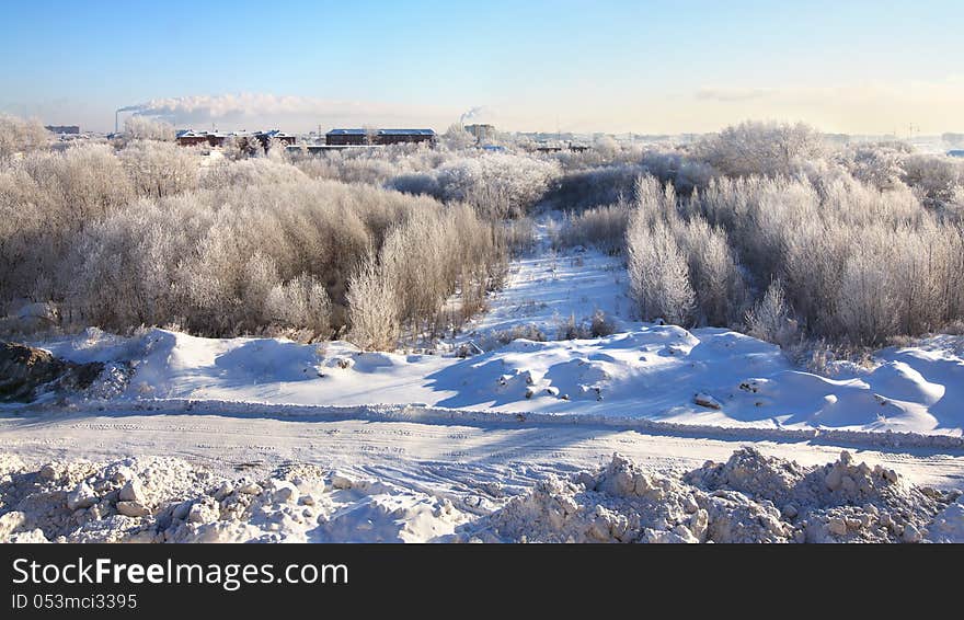 Winter cityscape.