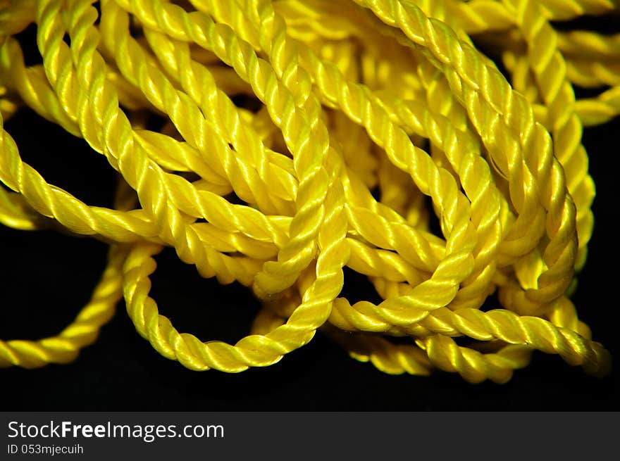 Yellow Rope On Black Background