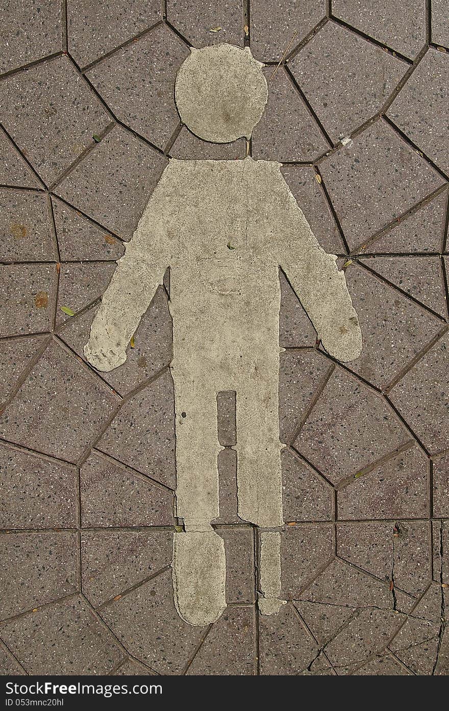 Sign of man on sidewalk is mean way for walking. Sign of man on sidewalk is mean way for walking