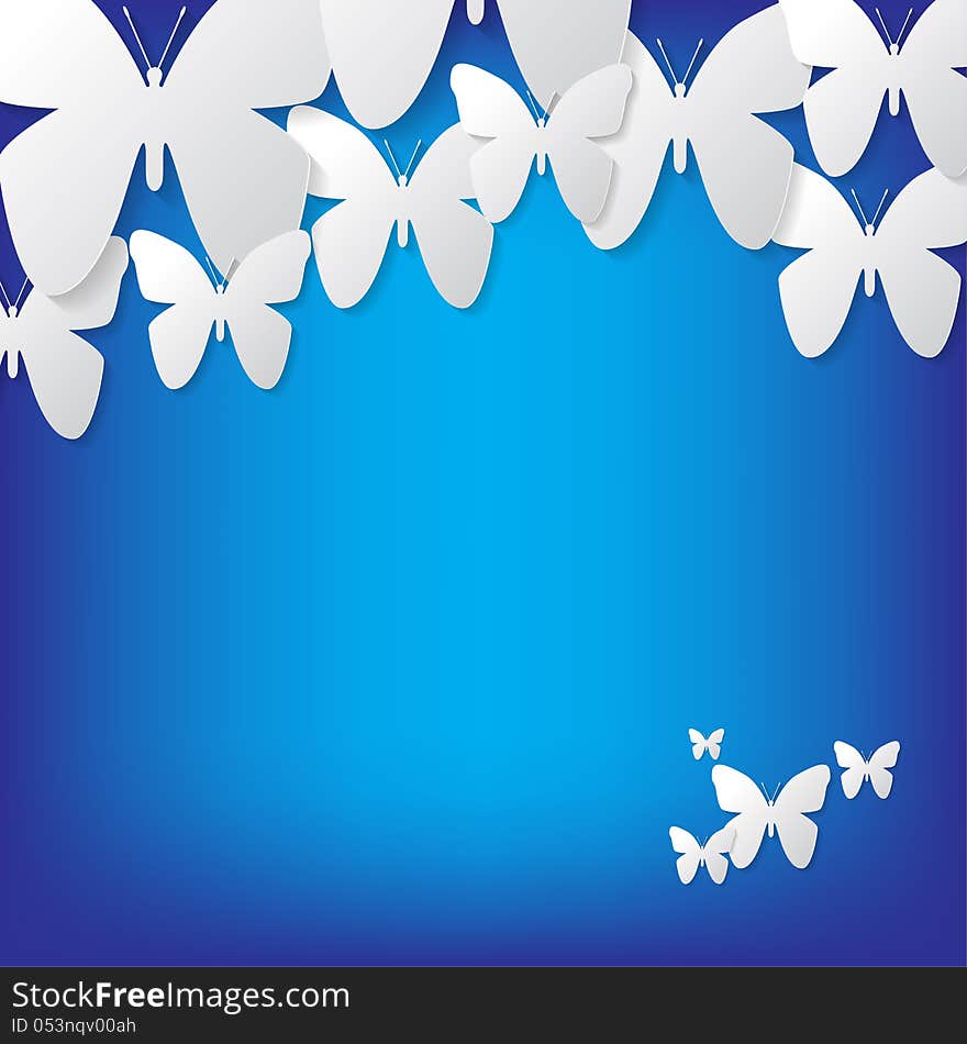 Illustration with butterflies on a blue background. Illustration with butterflies on a blue background