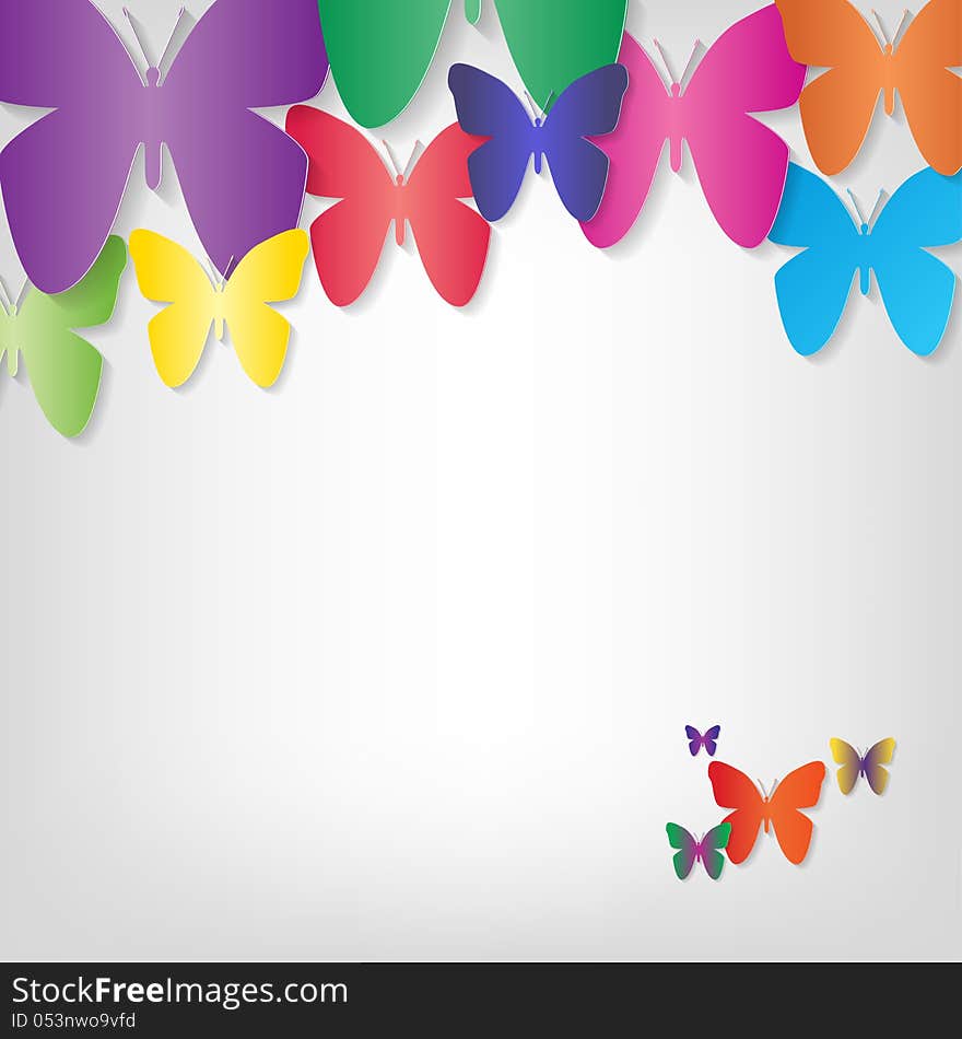 Illustration with butterflies on a grey background. Illustration with butterflies on a grey background