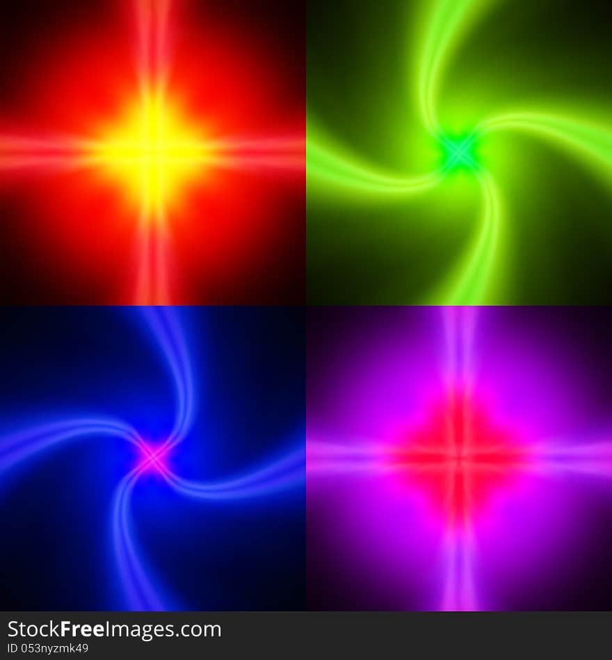 Set Of Neon Glowing Backgrounds