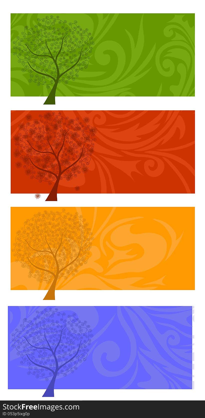 Four seasons tree banners