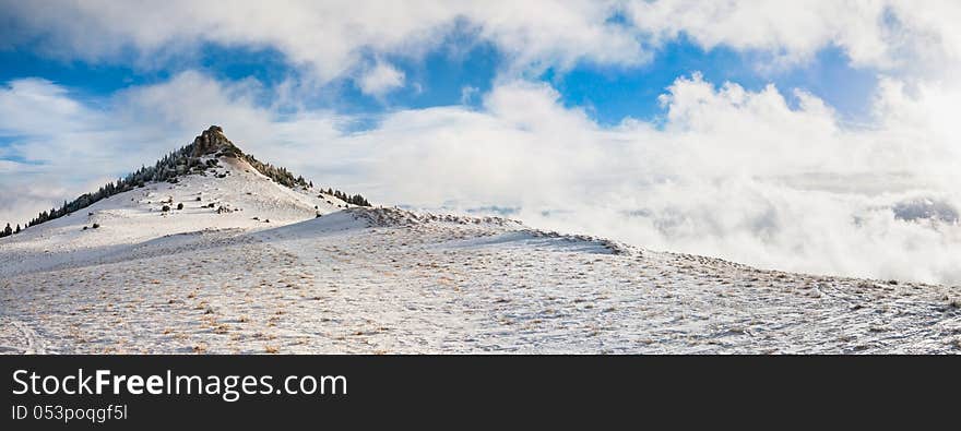 Beautiful panorama of Black Stone hill in winter. Beautiful panorama of Black Stone hill in winter