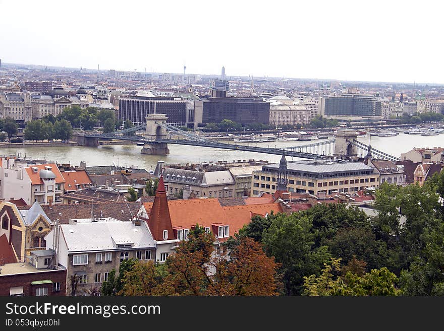 View on the bridges of Danube and the Hungary Parliament, Budapest